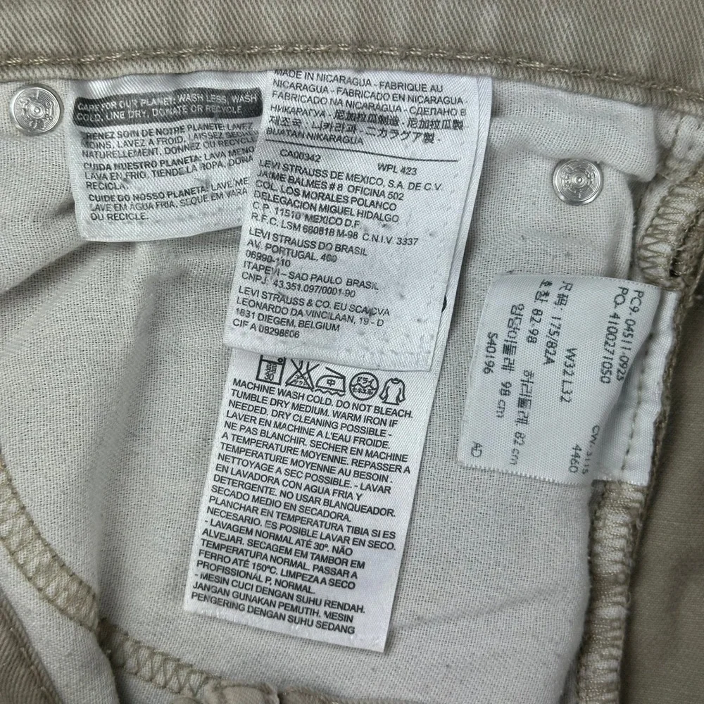 Levi Strauss Pants Mens 511 Slim 32x32 Khaki Tan Distressed Chino Cotton Stretch